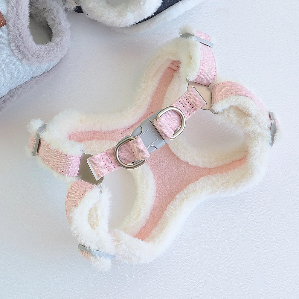 Winter Fleece Dog Harness French Bulldog Harness Warm Pet Cat Vest Coat Puppy Clothes For Small Dogs Walking Leash Pet Supplies 250206