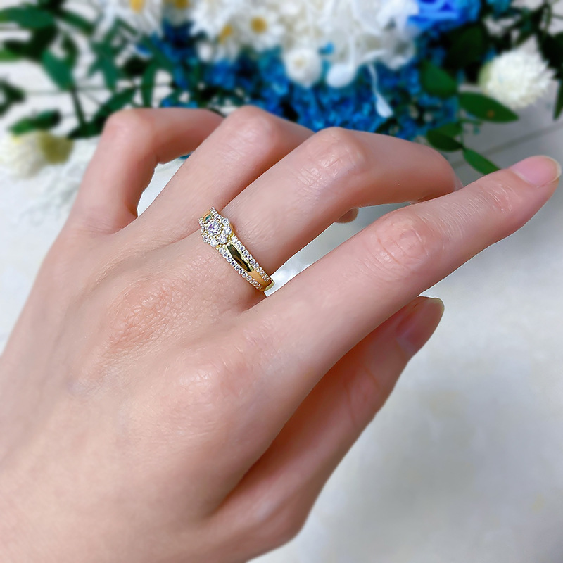 Ins Top Sell Wedding Designer Rings Handmade Vintage Jewelry Real 100% 925 Sterling Silver Gold Fill Round Cut White Moissanite Diamond Party Women Fl