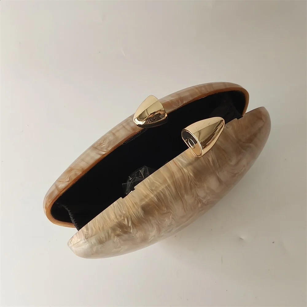 Shell Pearl Brown Marble Acrylic Box Clutches Evening Bag Wedding Party Female Mini Purse Evening Female Bridal Handbag 250103