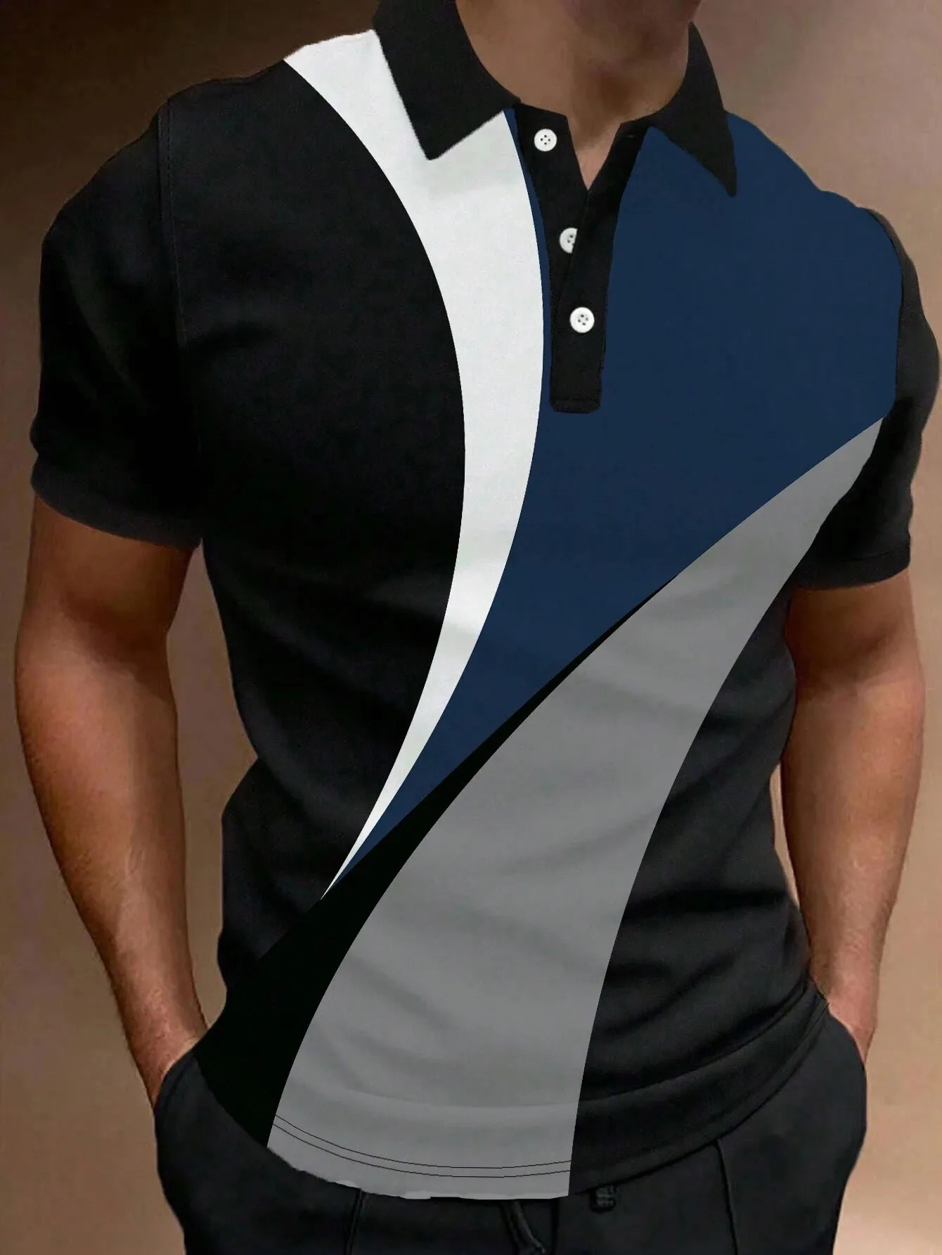 Summer Mens Polo Shirt Crash Colour Short Sleeve T Shirt Mesh Breathable Business Button Lapel Top Fashion Stripe 3D Print 240816