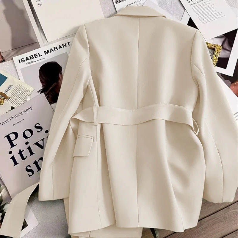 Traf Blazer Womens Fashion Jacket Medium Long Sleeve Coat Solid Color Lace Office Autumn Winter 240819