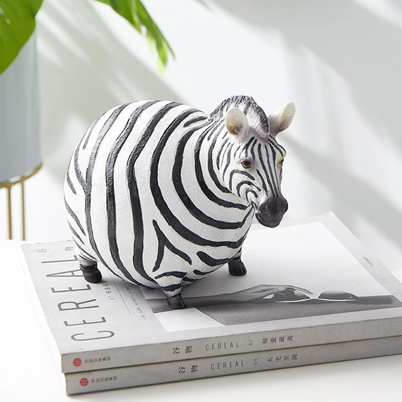 Nordic Creative Resin Cute Fat Zebra Figurine Animal Figurine Sculpture Study Ornaments Desktop Crafts Art Decoration Statue 240816