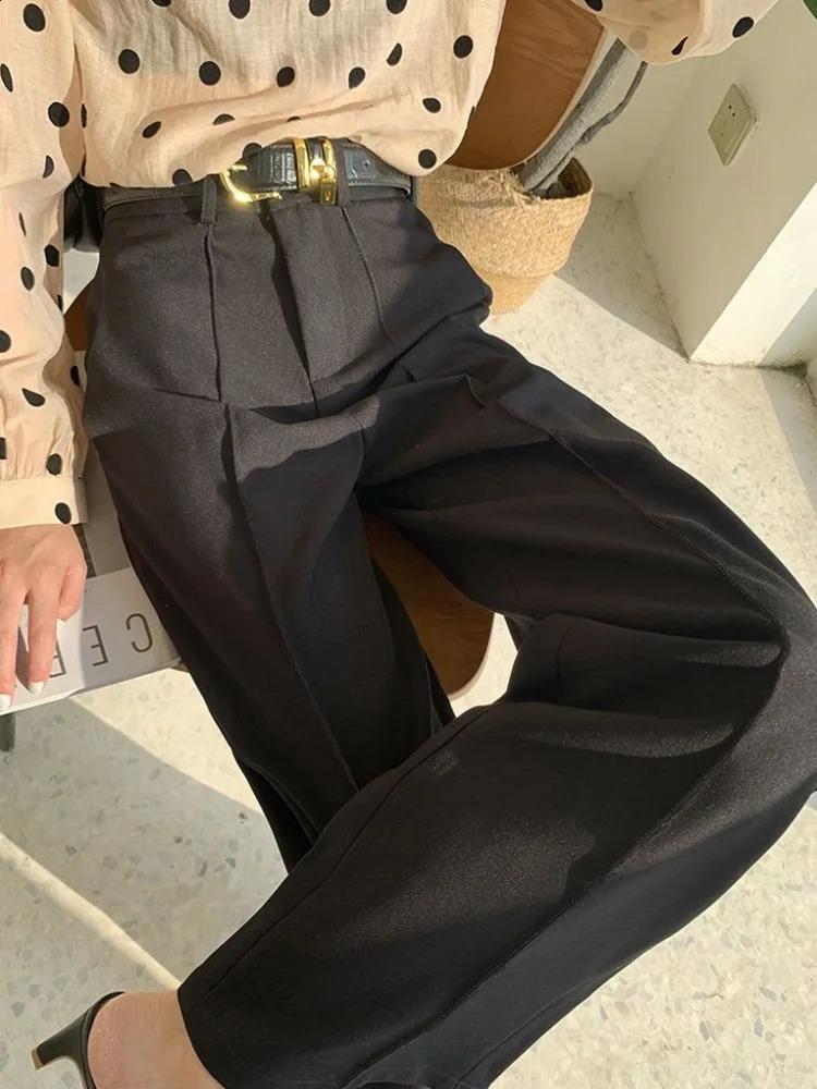 Solid Womens Summer Pants High Waist Loose Wide Leg Pants Korean Fashion Straight Trousers Women High Street Suit Pants Female 240816