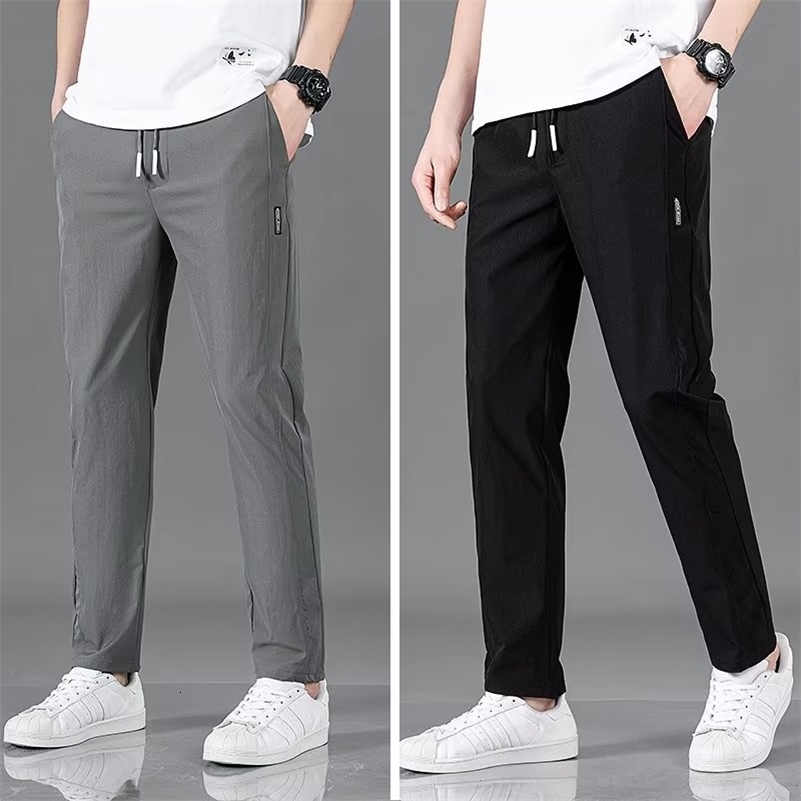 Mens Trousers Casual Solid Breathable Slim Straight Pants Male Joggers Thin Quick Dry Sweatpants Sports Pants Hiking Pants Men 240816