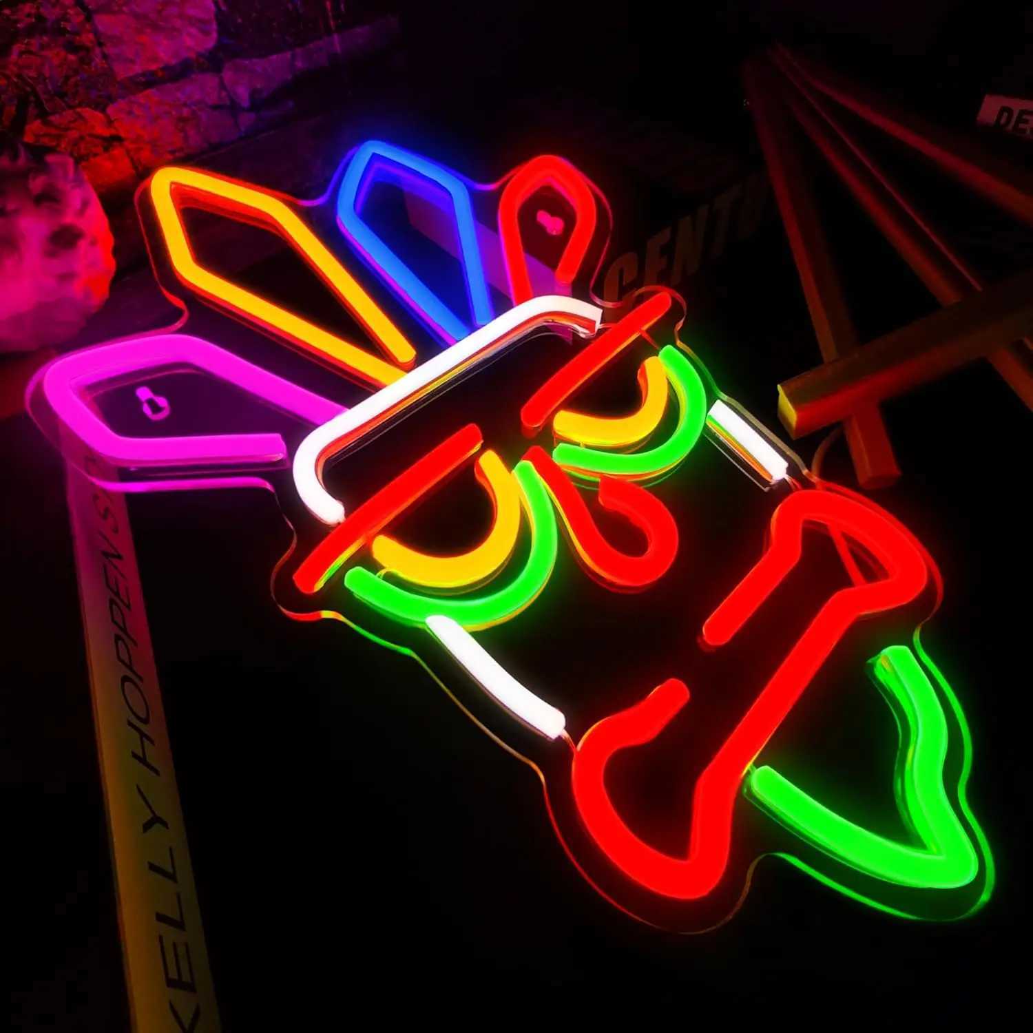 Mask Neon Signs LED Neon Light Sign Light Up Neon Signs Wall Decor for Game Room Bedroom Home Bar Man Cave Bar Decor Y240817