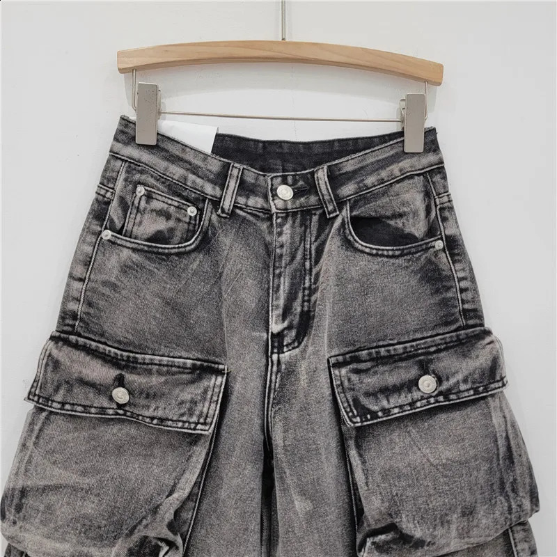 Vintage Cargo Pants Women Street Fashion Washed and Distressed Baggy Jeans Women Clothing Casual Wide Leg Women Jeans 240819