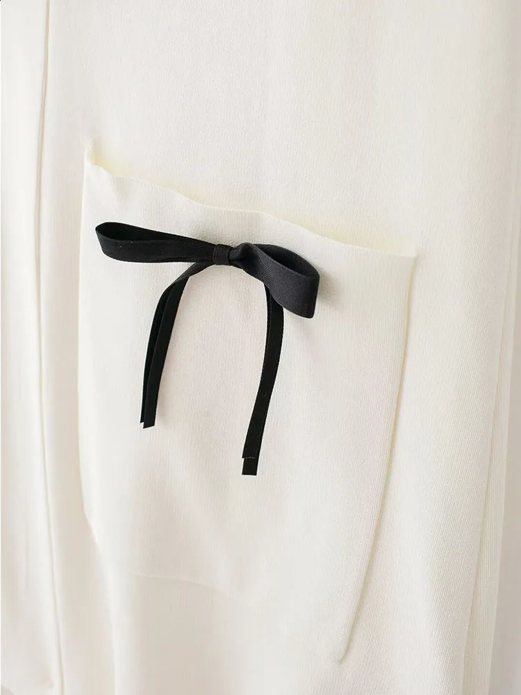 TRAF Summer Womens Knitted Sleeveless Mini Dresses Fashion Female Solid O-neck Bow Dress Sweet Girls Lovely Pockets Dress 240819