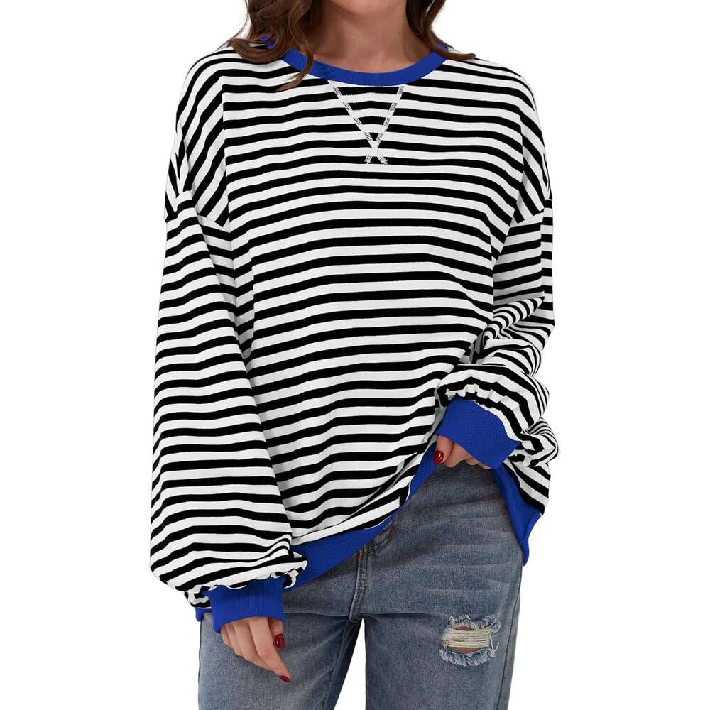 Women's 2024 Autumn/Winter Loose-Fit Casual Striped Hoodie