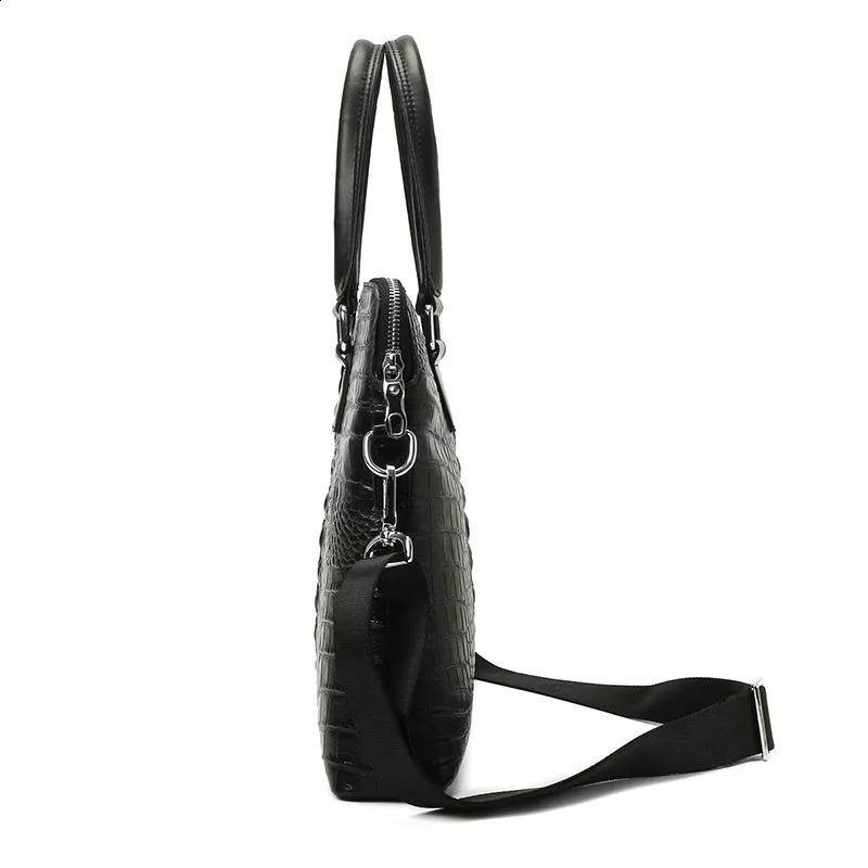 Cow Leather Laptop Bags Alligator Genuine Leather Mens Briefcase Pattern Travel Messenger Computer Bag 240816