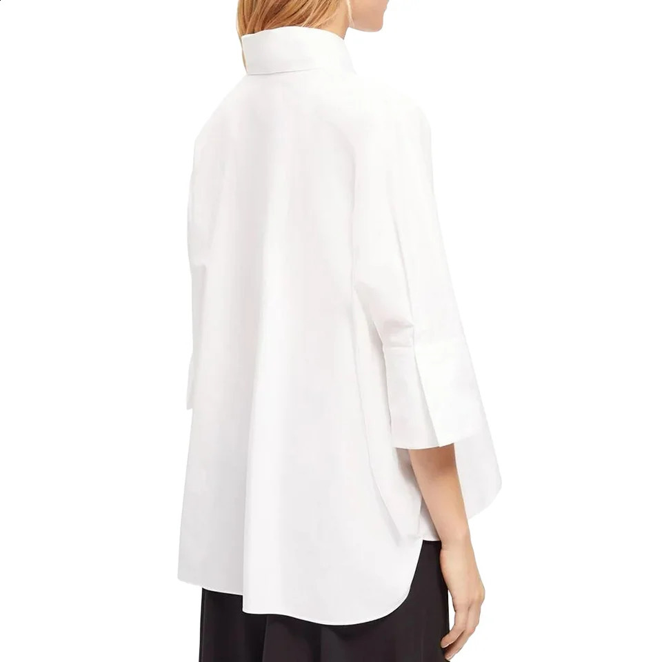 Women Shirt Summer Elegant Temperament Short Sleeved White Shirt Blouse 100% Cotton Shirts Womens Casual Solid Color Tops 240819