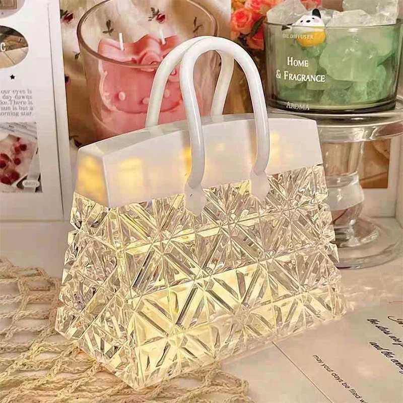 Creative night light acrylic crystal handbag with handbag childrens gift bedside atmospheric decoration LED small table lamp W240816