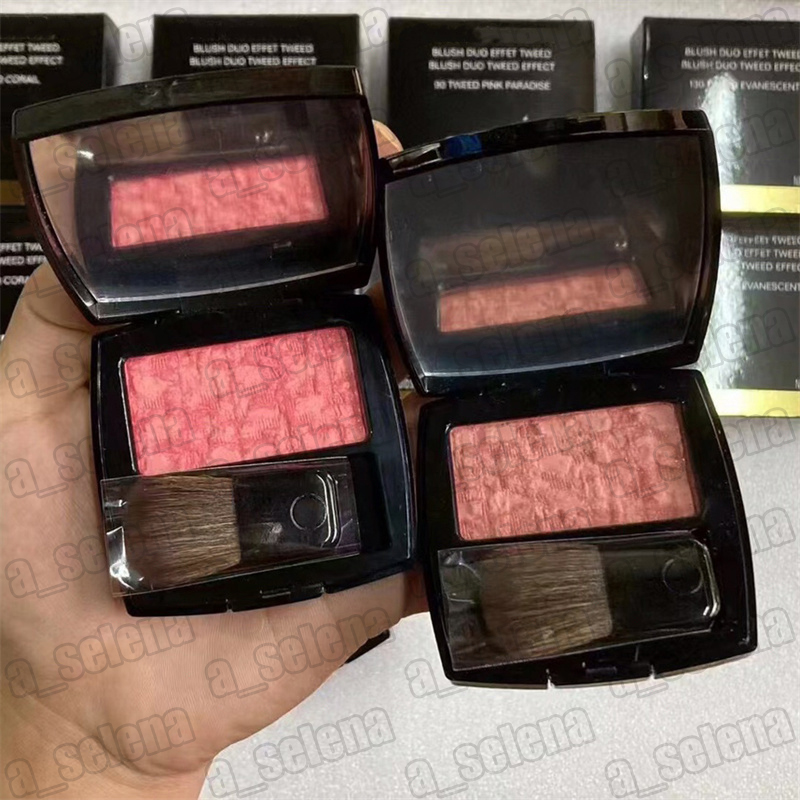 Brand Face Makeup Blush Duo Tweed Effect Pressed Blusher Palette with Brush 5.5g