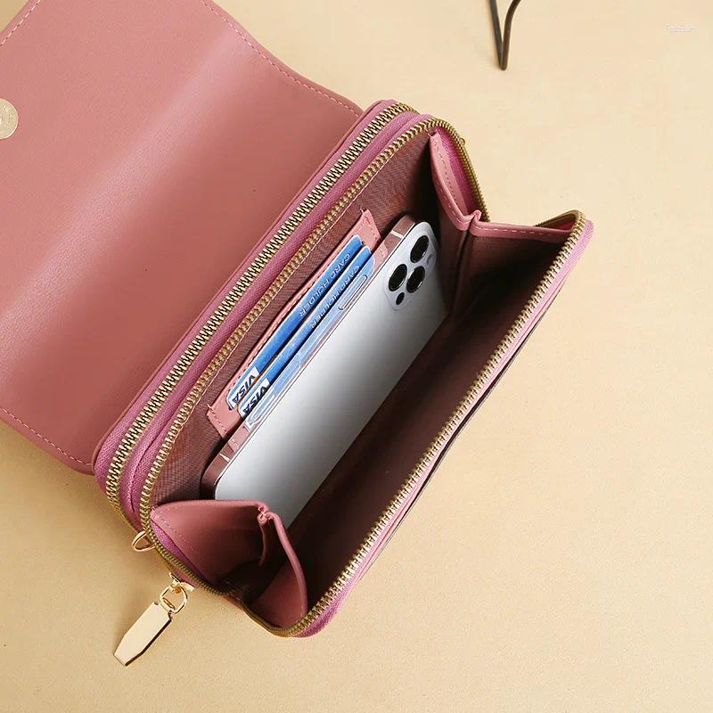 Totes Fashion Zipper Shoulder Bags Long Wallet Women Crossbody Bag Mobile Phone Solid Color Leisure Versatile Small Square