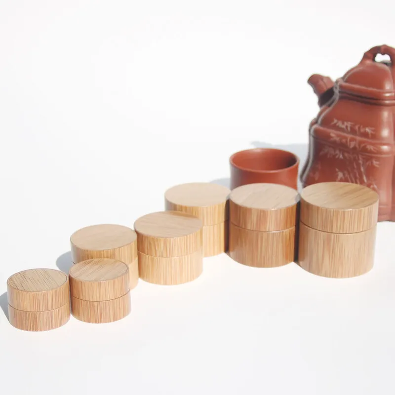 3g 5g 10g 15g 30g 50g Bamboo Bottle Cream Jar Nail Art Mask Cream Refillable Empty Cosmetic Makeup Container Bottle F2663 LL