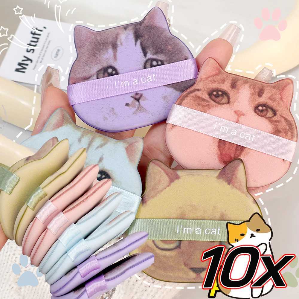 10PC Cute Cat Super Soft Cosmetics Puffs Set Dual-use Makeup Sponge Make Up for Women Powder Puff Korean Beauty Tools AccesoriesXJ240819