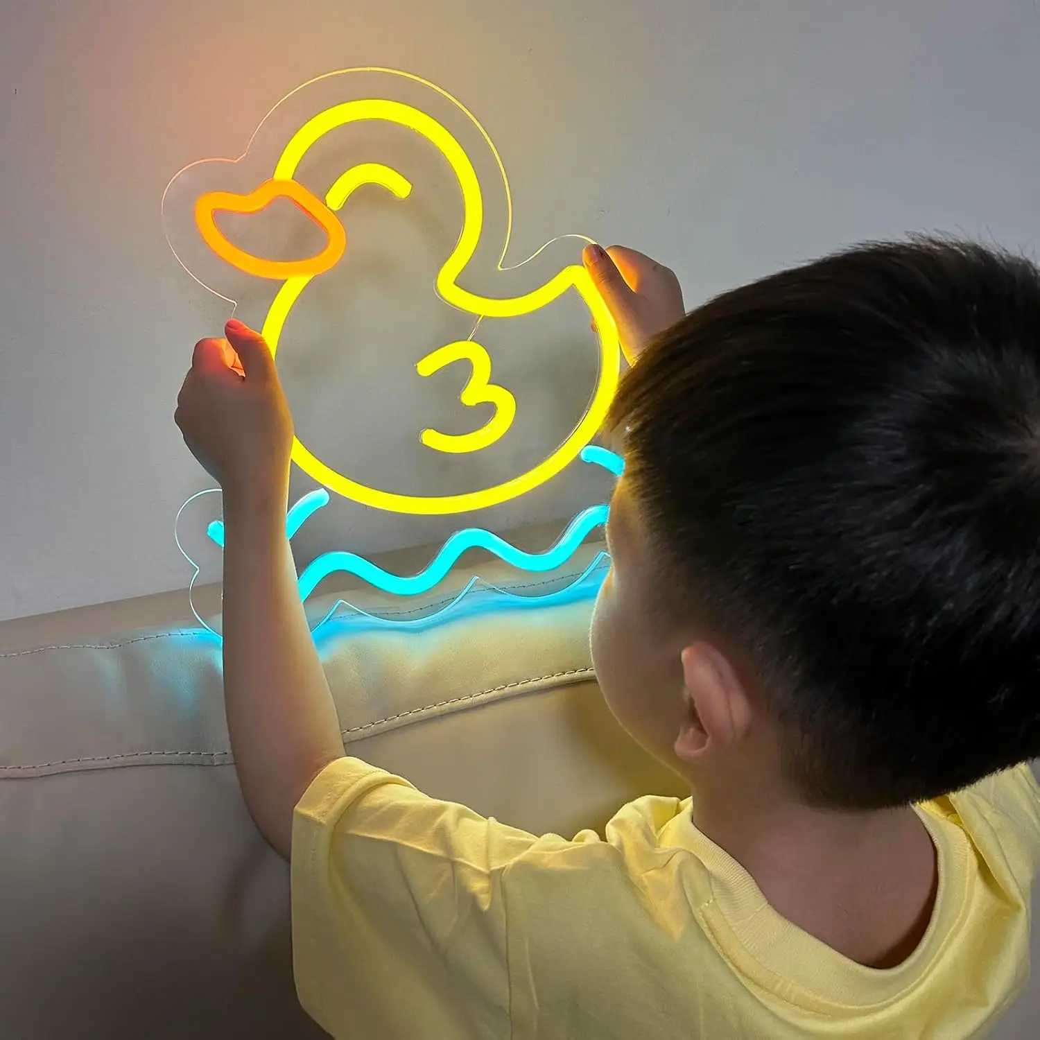 Duck Neon Sign Birthday Gift for Kids Room Decor LED Neon Light Sign By USB Night Light With Dimmable Duck Decor for Wall Decor Y240817