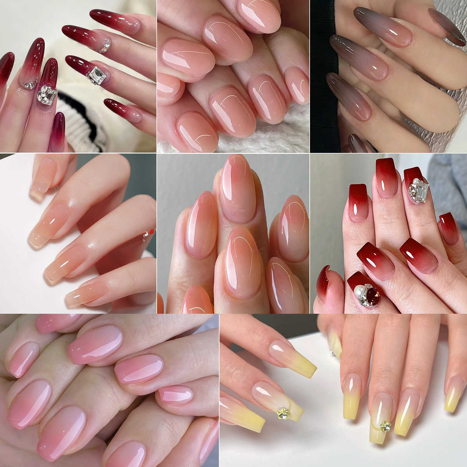 Nail Gel art ice transparent color coconut tea jelly popular semi nail oil glue Q240819