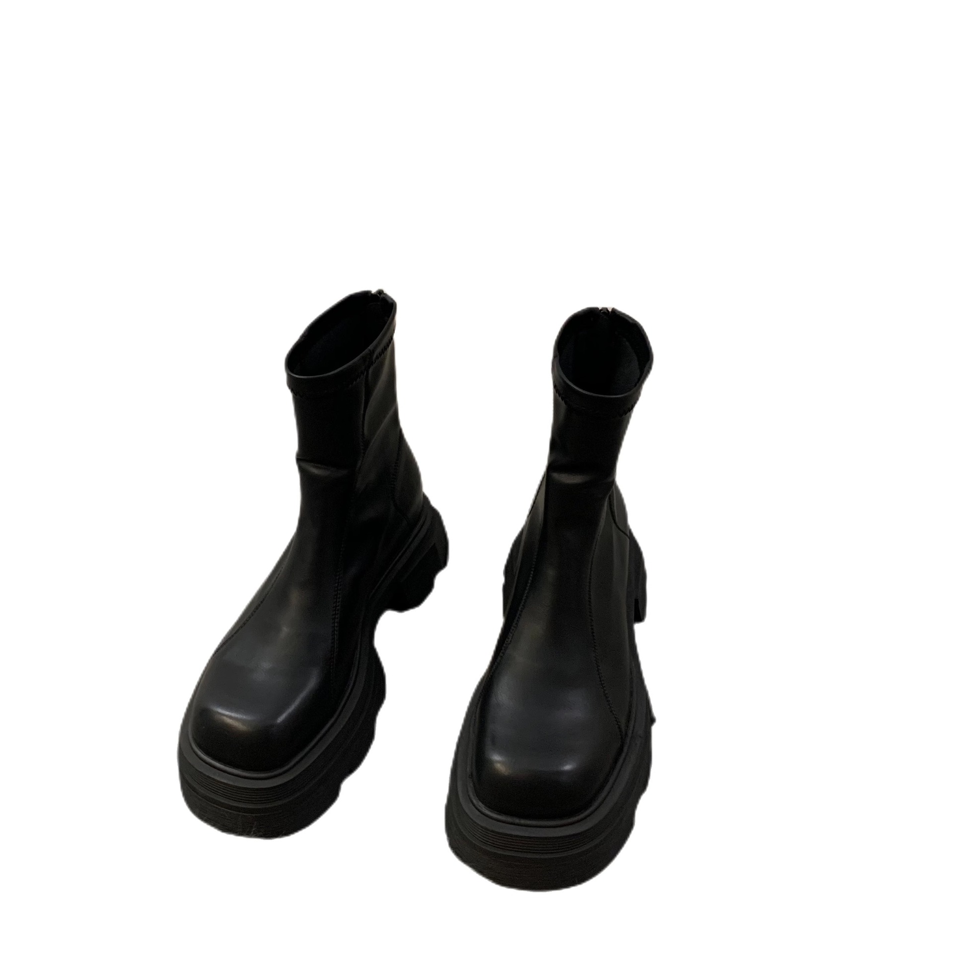 Women's thick soled white square toe Martin boots