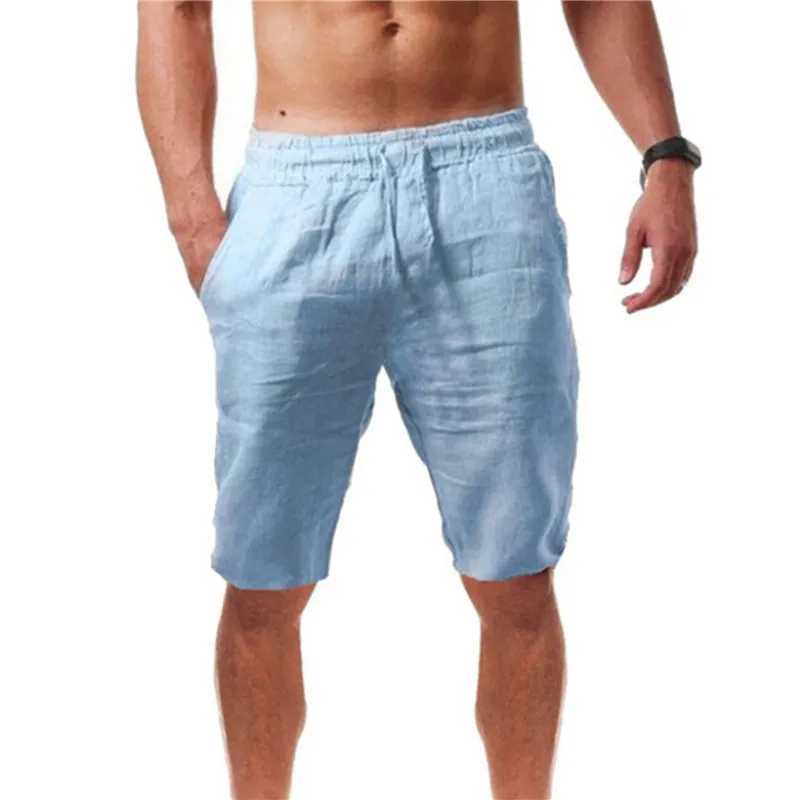 Mens Cotton Linen Shorts Pants Male Summer Breathable Solid Color Linen Short Trousers Fitness Streetwear S-3XLXJ240817