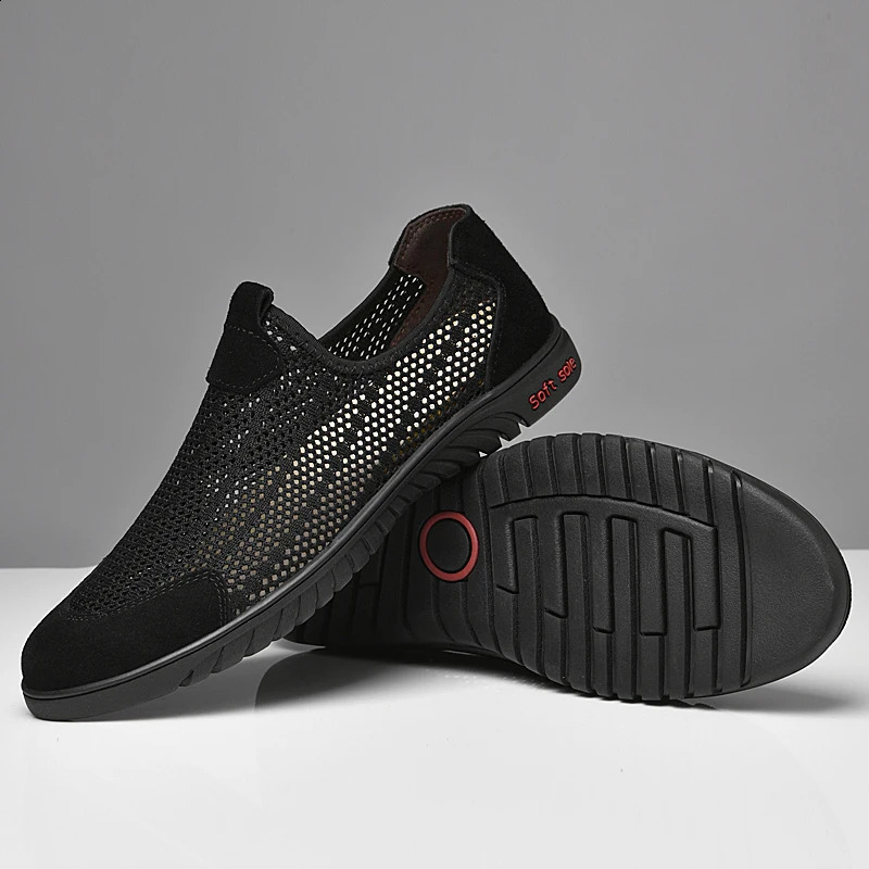 Breathable Mens Casual Shoes Hollow Out Men Loafers Cool Moccasins Handmade Slip on Driving Shoes Lightweight Male Summer Flats 240809