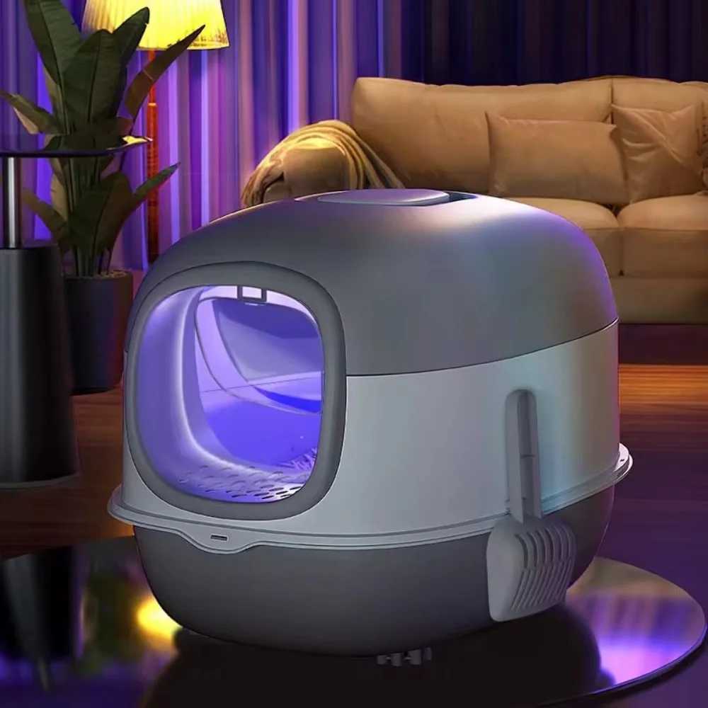 Litter Box UV Sterilization Enclosed Pet Nest Deodorization Detachable Anti-Odor Cat Toilet Bowl 2024