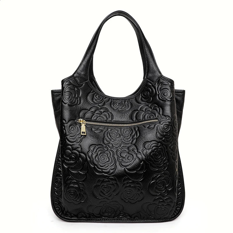 Womens Handbag Fashion Versatile Cowhide Printed Large Capacity Shoulder Bag 240817