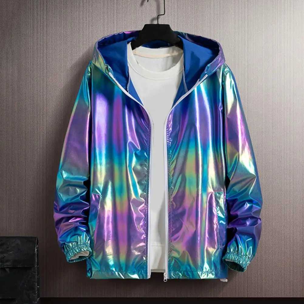 Sunscreen jacket spring and autumn colorful bright face Sunscreen clothing thin fashionable hooded windproof jacket streetwear M250408