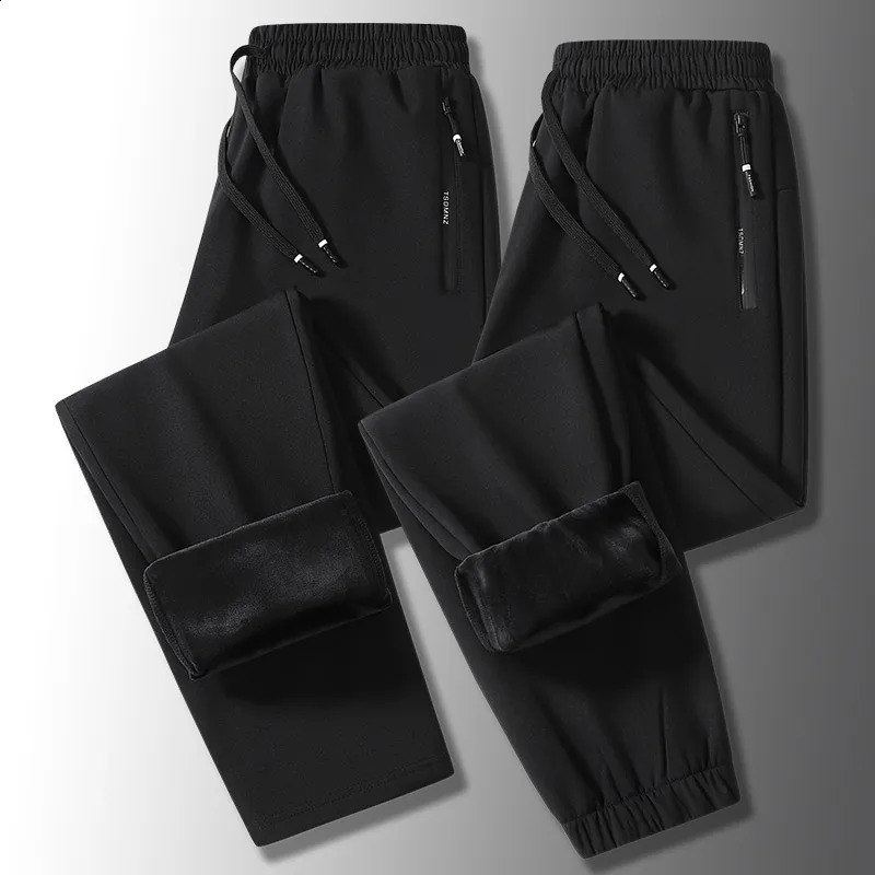 Mens Winter Warm Padded Sports Pants Waterproof Outdoor Rushing Pants Casual Loose Drawstring Thick Large Size Jogging Pants 240822