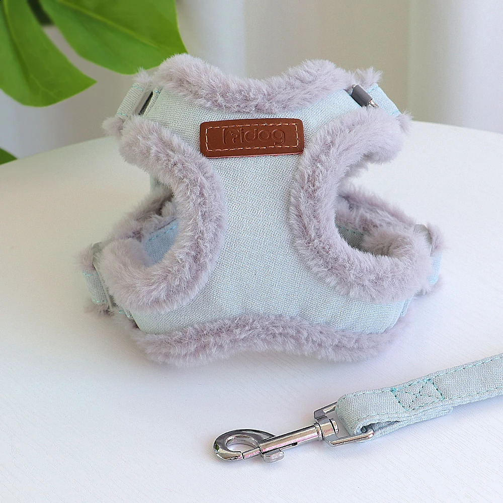 Winter Fleece Dog Harness French Bulldog Harness Warm Pet Cat Vest Coat Puppy Clothes For Small Dogs Walking Leash Pet Supplies 250206
