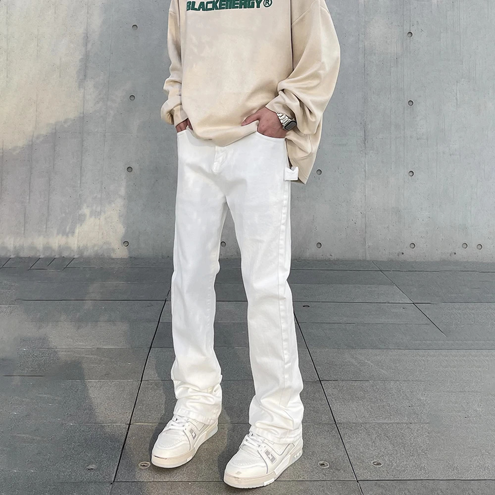 White Jeans for Men Y2k Skinny Street Fashion Slim Vaqueros Trousers Autumn Pantalones Hombre Streetwear Summer Fit Denim Pants 240814