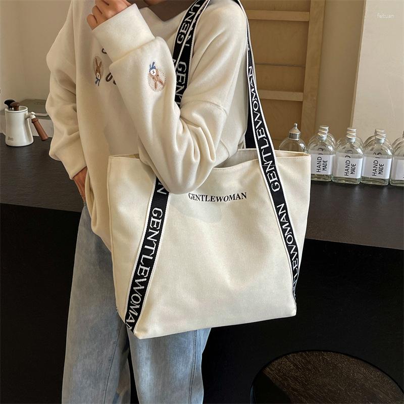 Shoulder Bags Fashion Gentle Woman Strap Letter Printed Canvas Bag 2024 Simple Casual