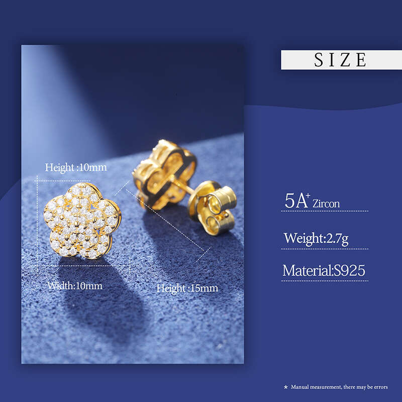 Pass Tester Sterg Sier Fine Jewelry Gold Plated Vvs Moissanite Jewellery Dia Stud Earrings