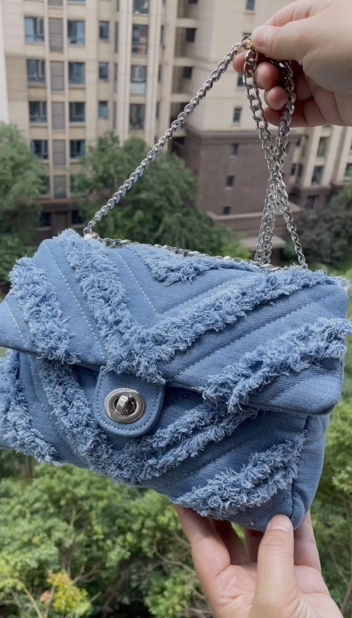 3 Fashion Womens Shoulder Denim Quilted Bags Retro Blue Jeans Chain Female Flap Handbag 240816 4 - view 7