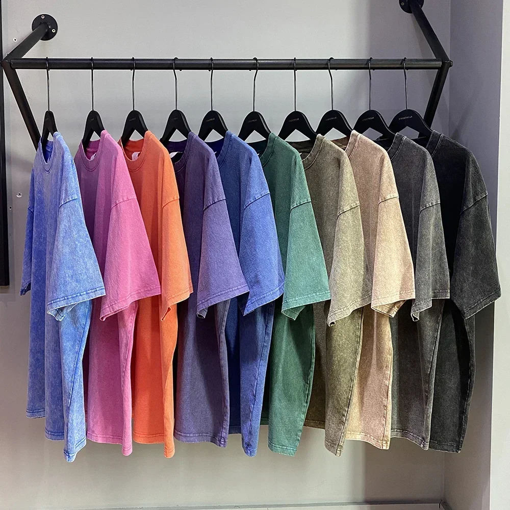 Distressed Basic Pure Color Heavy Washed Oversized Cotton Plain T-shirts for Women Men Summer Tops Shirts Mens Clothing Tees 240816