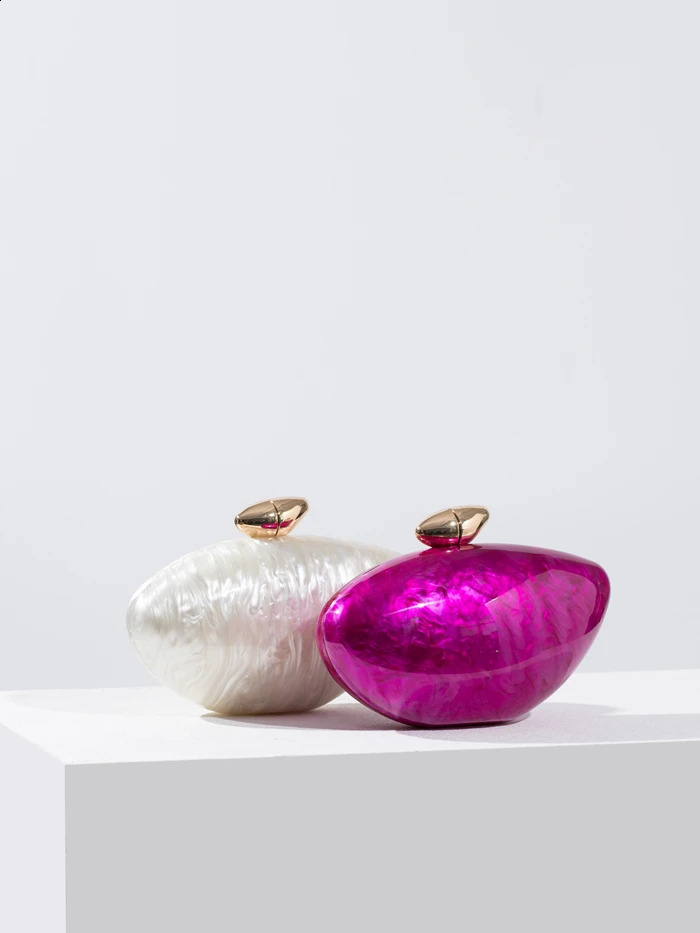 Acrylic egg shape clutch bag women er evening party cute purse rose shell handbag High Quality 250103