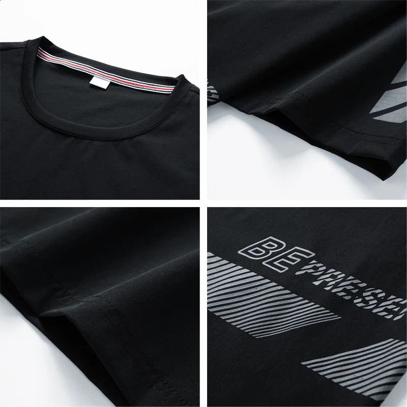 Men T Shirt Suit Pants 2 Piece Set Oversize 6XL 7XL 8XL Plus Size Short Sleeve Black T-shirts Summer Fashion Loose Drop 240816