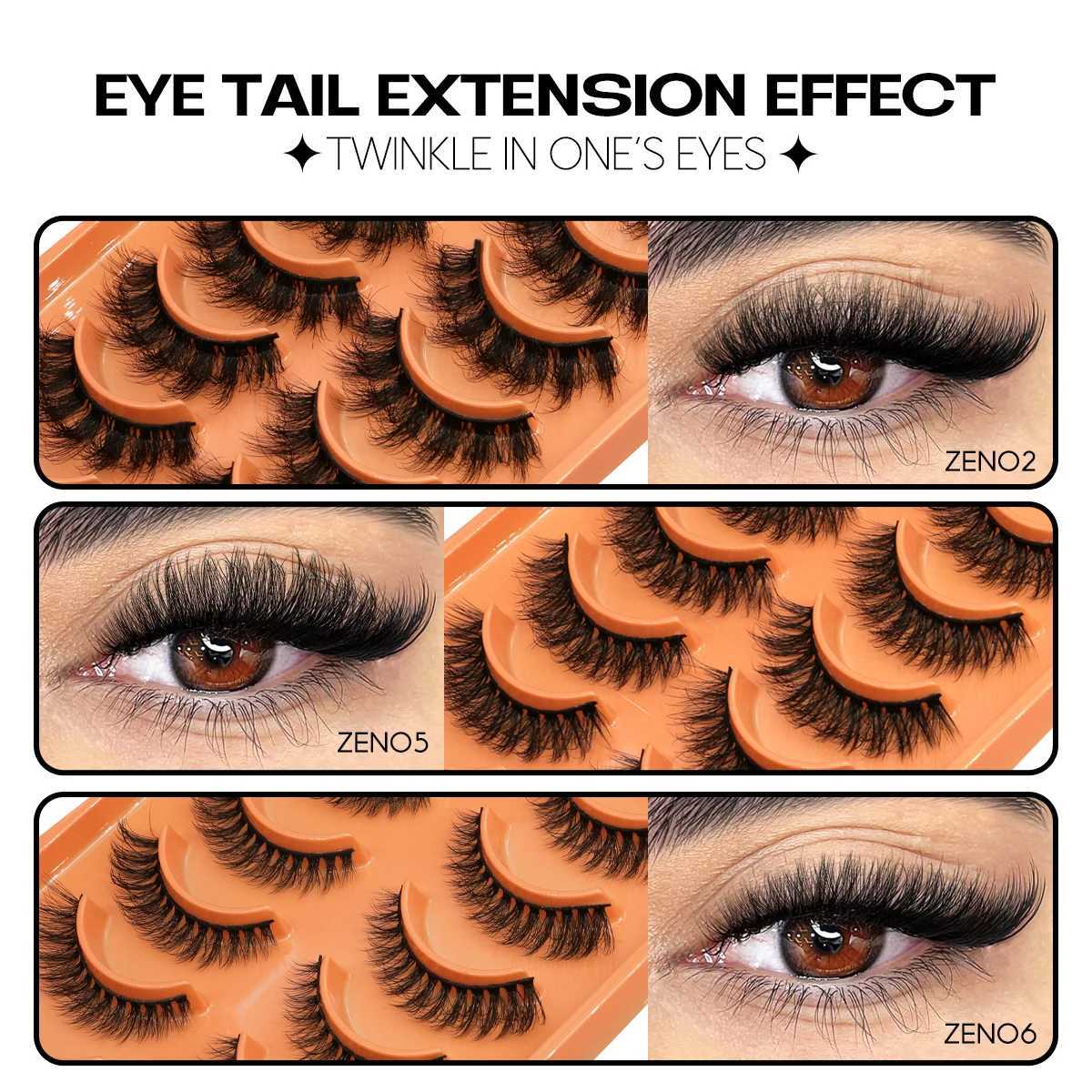 Groinneya Eyelash 3D False Eyelash Natural Appearance Curly Cat Eyelash 5/7/10 Paired Reusable Artificial Mink Eyelash Extended Makeup W240803