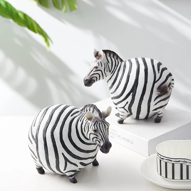 Nordic Creative Resin Cute Fat Zebra Figurine Animal Figurine Sculpture Study Ornaments Desktop Crafts Art Decoration Statue 240816