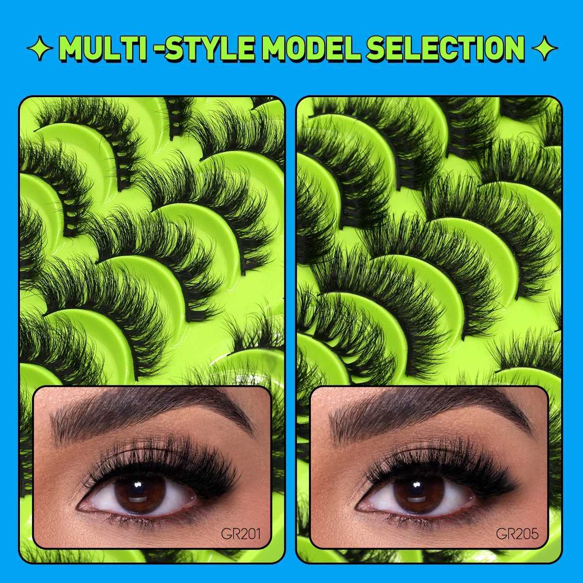 Groinneya eyelashes 5/10/20 double 3D artificial mink fluffy false eyelashes dramatic curly eyelashes eyelash extension makeup W240803