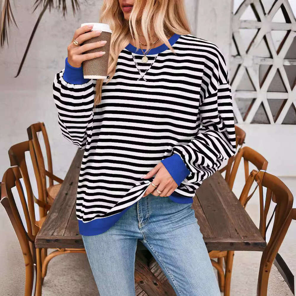 Women's 2024 Autumn/Winter Loose-Fit Casual Striped Hoodie
