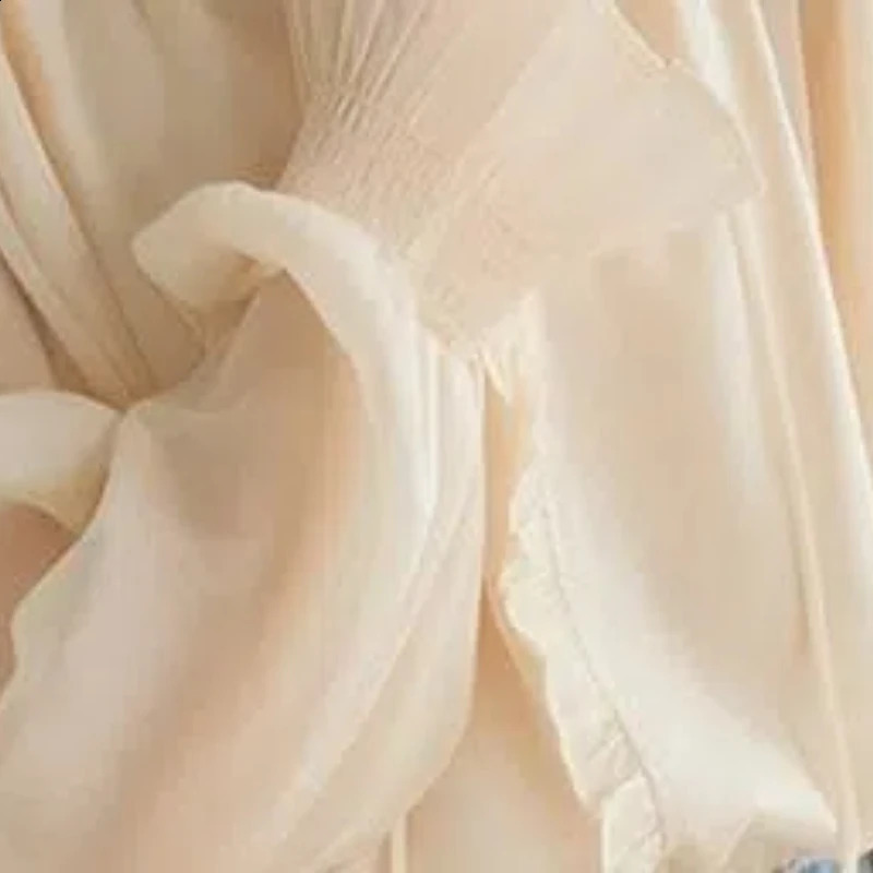 French short sleeved womens spring patchwork Vneck brushed fashionable solid color loose long shirt 240814