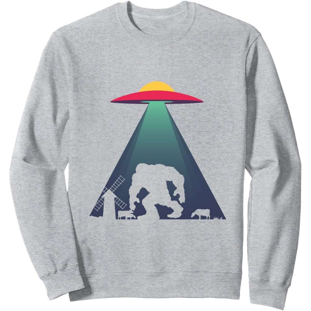 Long Sleeve Shirts For Men Sweatshirt Funny UFO Bigfoot Alien Abduction Windmill Gift Sweatshirt T Shirt Graphic Tee Streetwear Casual Tops Clothes sw