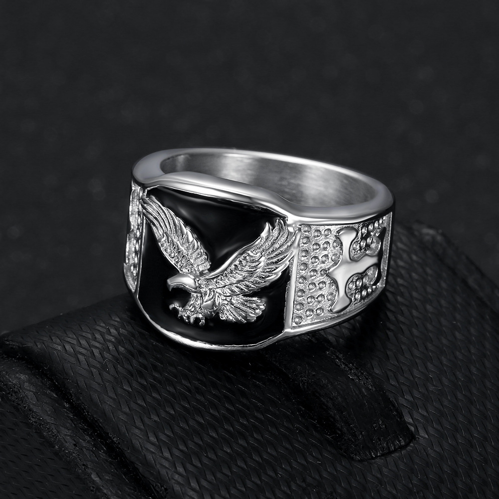 Hip Hop 316LStainless Steel Eagle Casting Animal Ring High Polished Stainless Steel Gold Plated Jewelry
