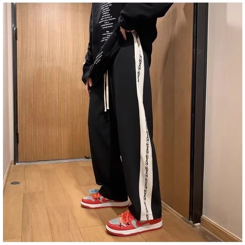 Spring and summer trend American high street pants baggy all sports sweatpants straight leg comfortable wide leg pants 240822