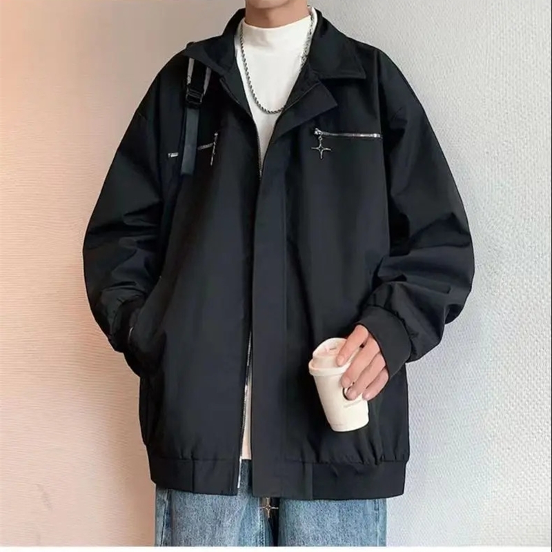 Spring Autumn Trendy Mens Womens Student Style Loose Fashion American Street Style Versatile Top Jacket 240816