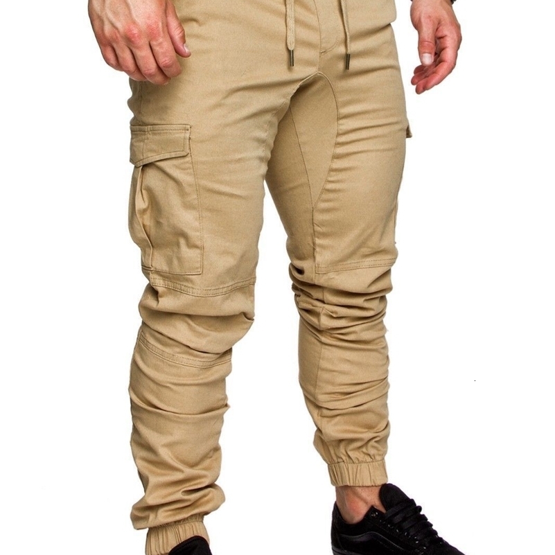 Men Green Khaki Multiple Pockets Cargo Pants Joggers Sweatpants Casual Male Sportswear Hip Hop Harem Pants Slim Fit Trousers 240816