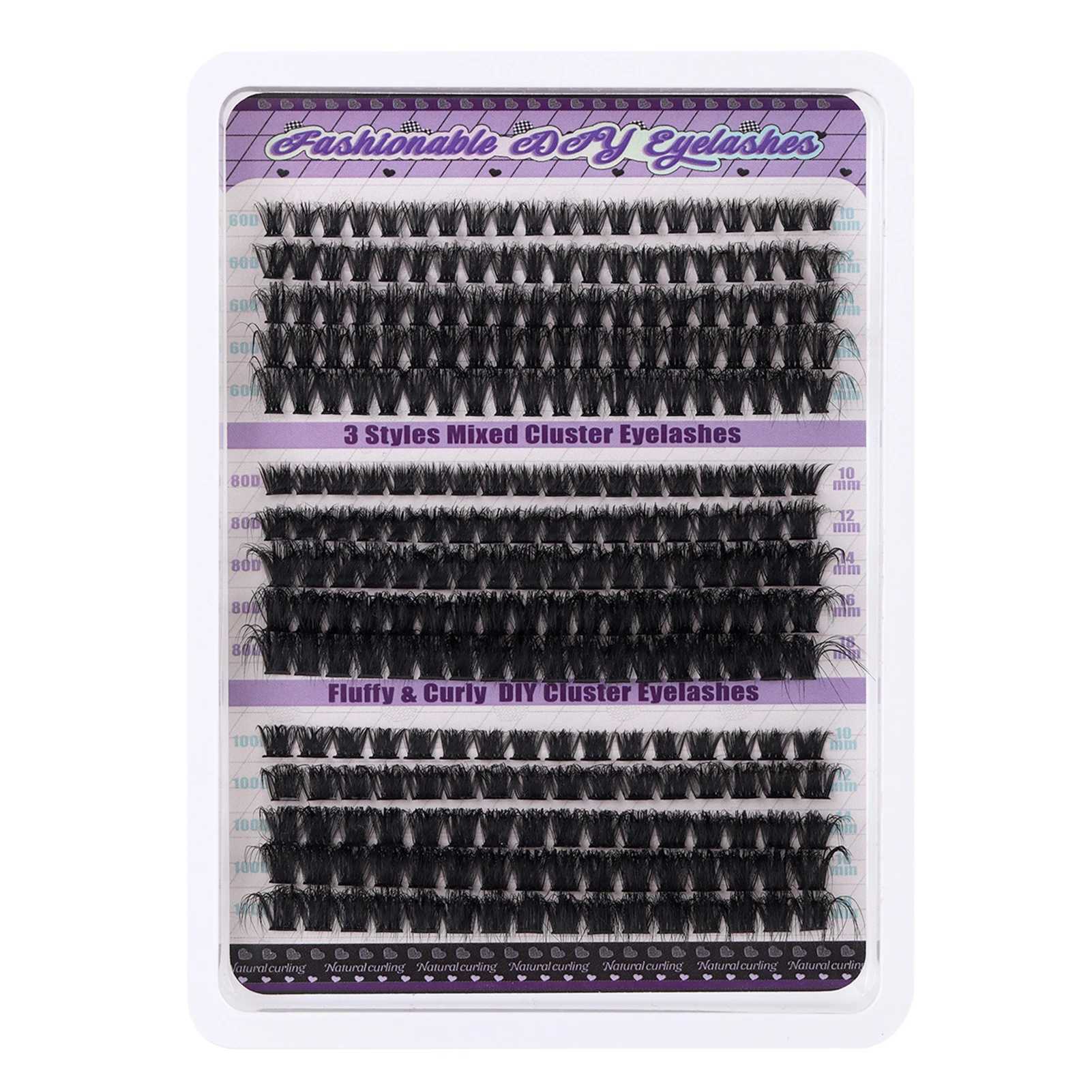 270pcs fluffy volume false eyelash adhesive and sealing eyelash removal kit personal cluster 60D 80D 100D natural eyelash extension W240803