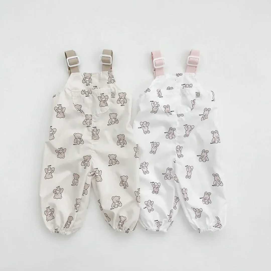 Newborn Clothing New Autumn Girl Baby Cartoon Rabbit Cover Boy Baby Fashion Cute Bear Print Waterproof Pendant jumpsuit W240806