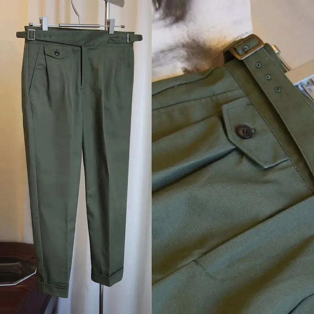 Vintage Gurkha Pants Men British Style High Waist Casual Straight Trousers Spring Autumn Fashion Loose Ankle-Length Naples Pant 240819