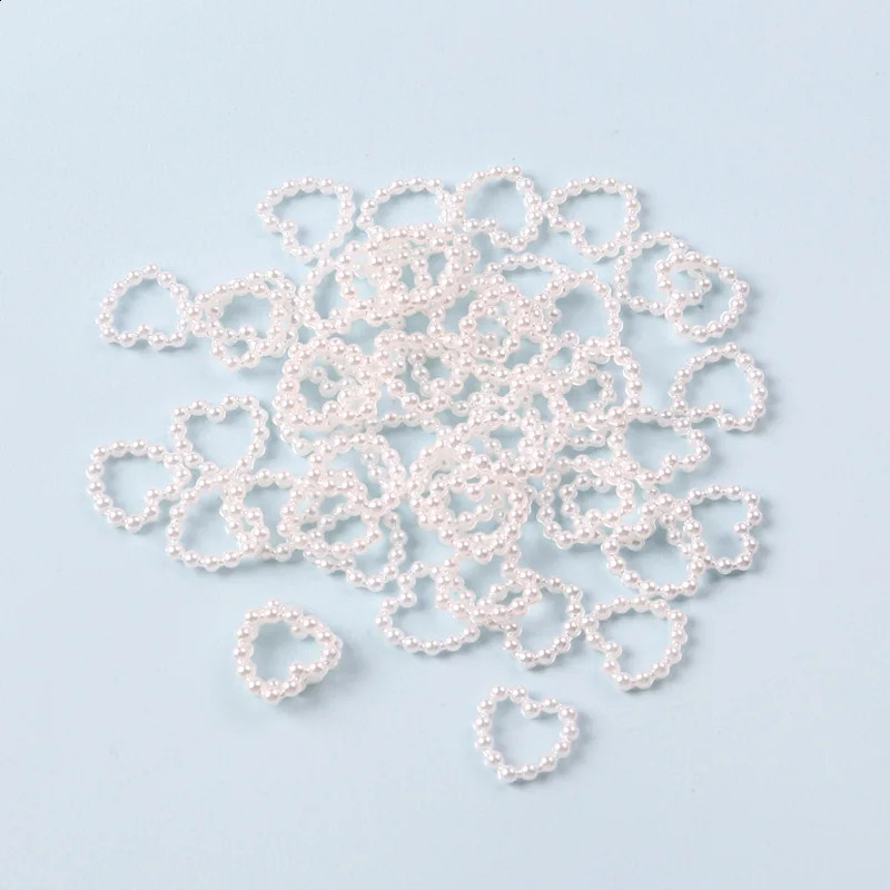 TSZS 50PcsBag Hollow Heart Pearl Nail Art Charms White Pearl Flatback 3D Nail Decoration DIY Nail Accessorie 240814